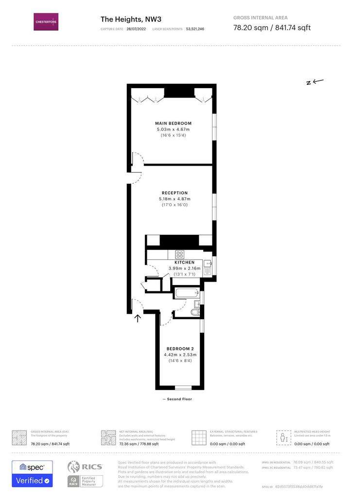 2 bedroom flat to rent - floorplan