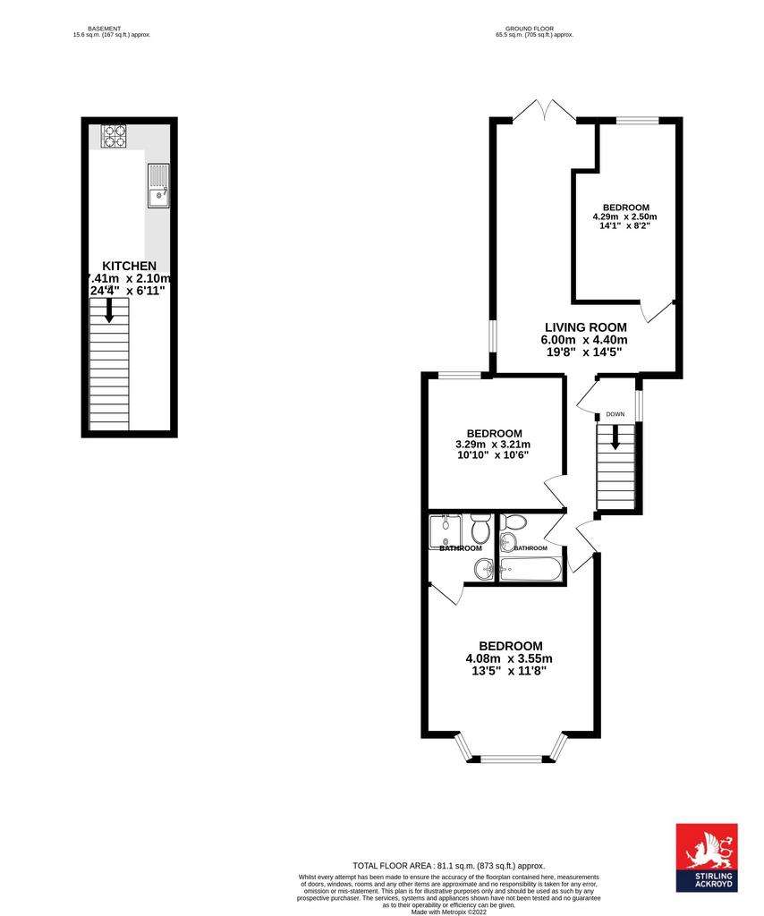 3 bedroom flat to rent - floorplan