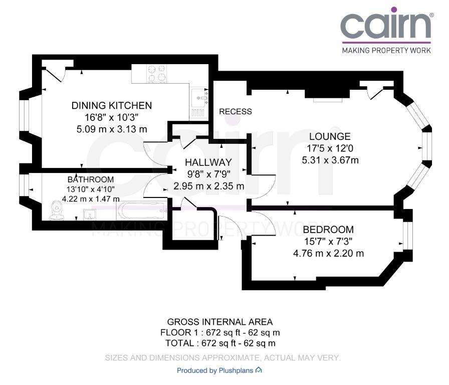 1 bedroom flat to rent - floorplan