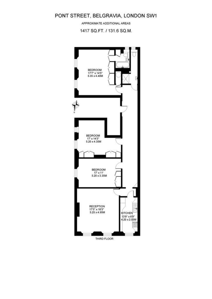 3 bedroom flat to rent - floorplan