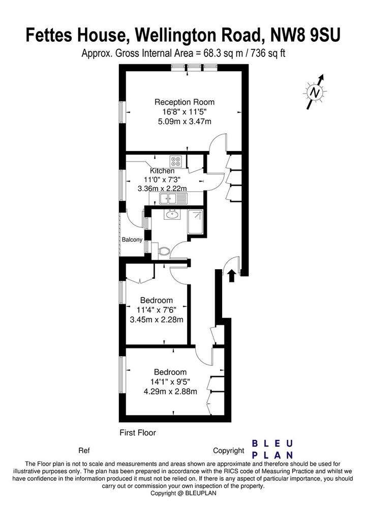 2 bedroom flat to rent - floorplan