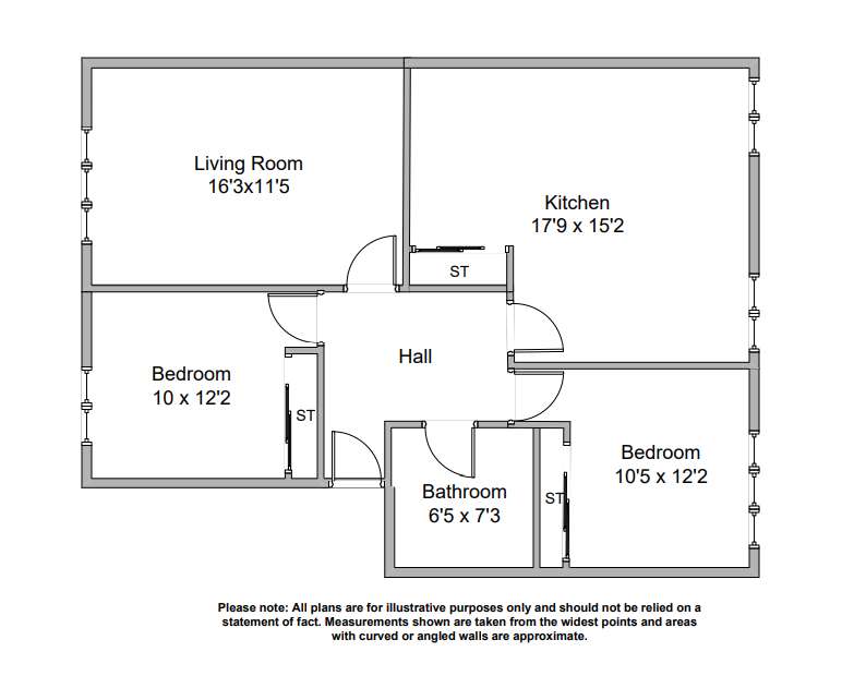 2 bedroom flat to rent - floorplan