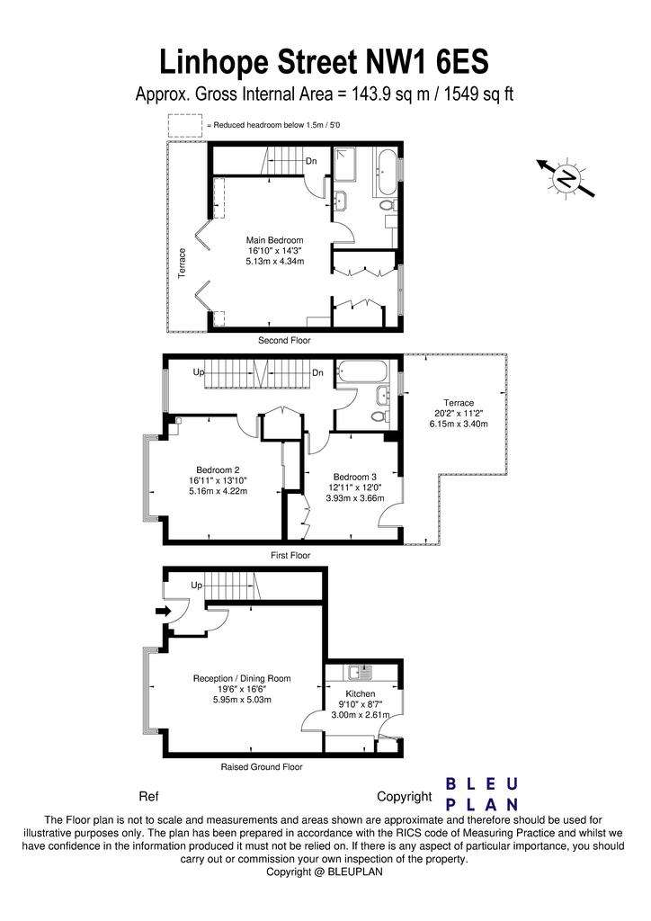 3 bedroom flat to rent - floorplan