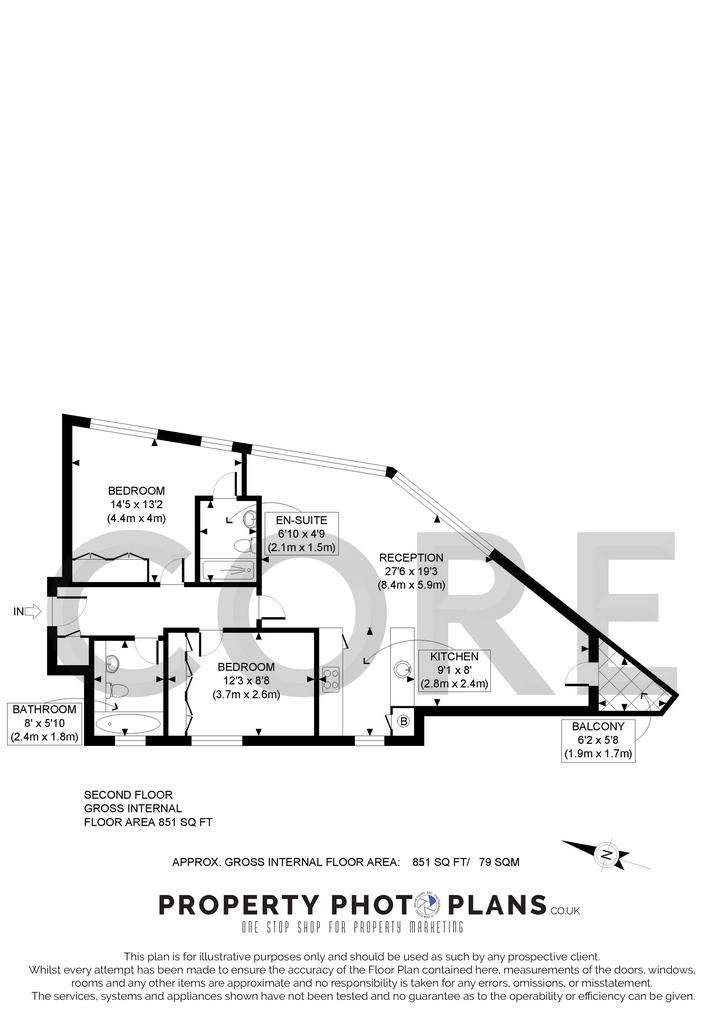 2 bedroom flat to rent - floorplan