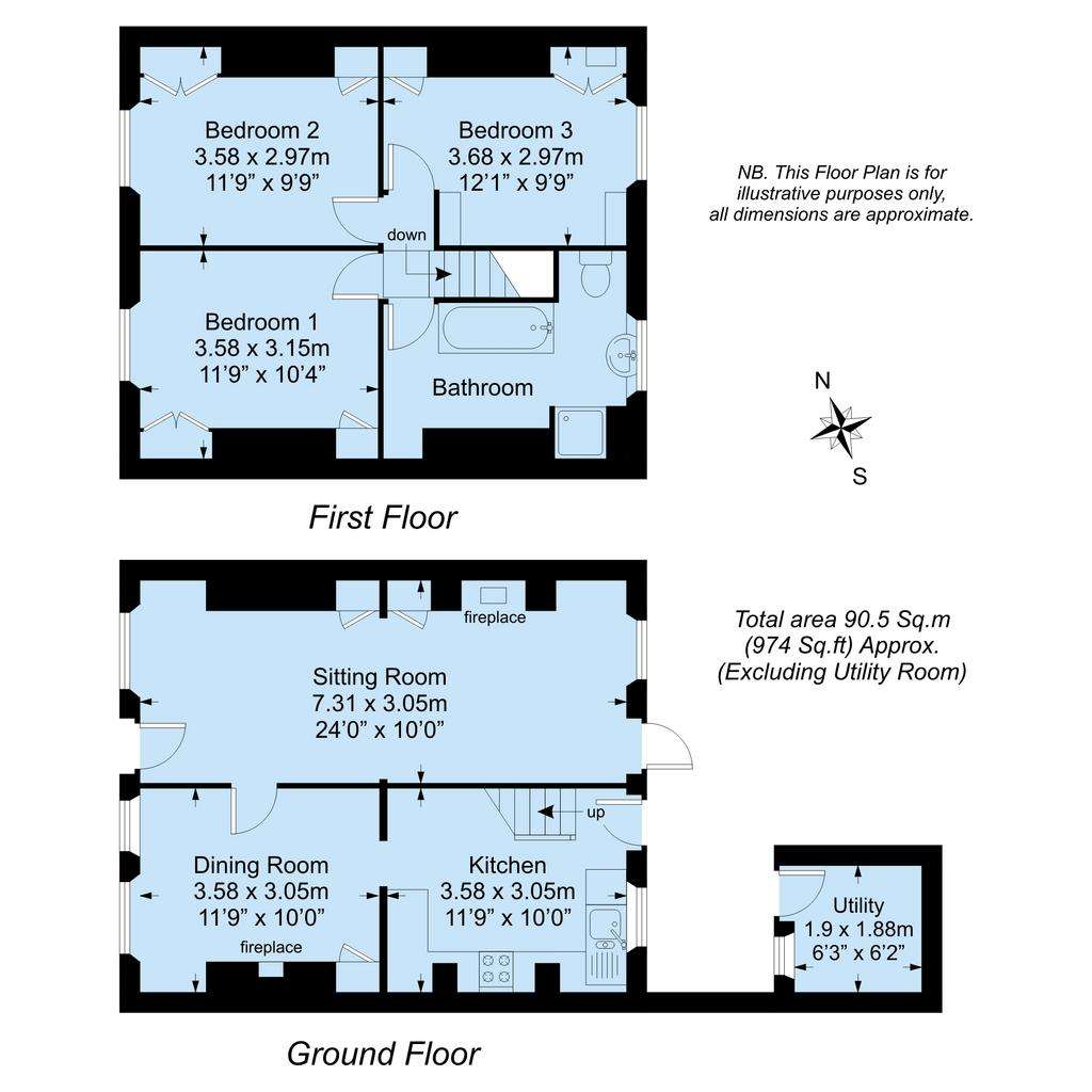 3 bedroom terraced house for sale - floorplan