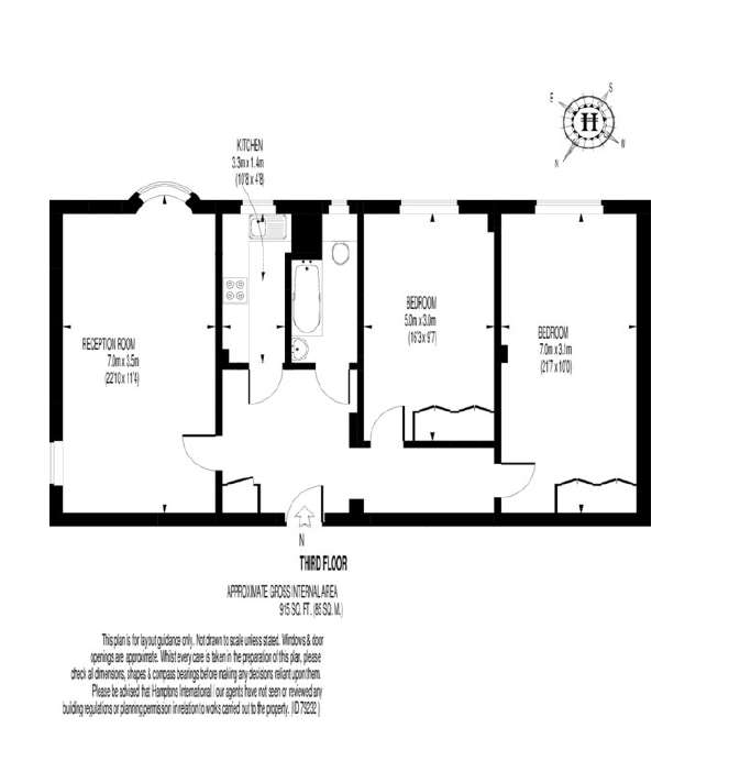 2 bedroom flat to rent - floorplan