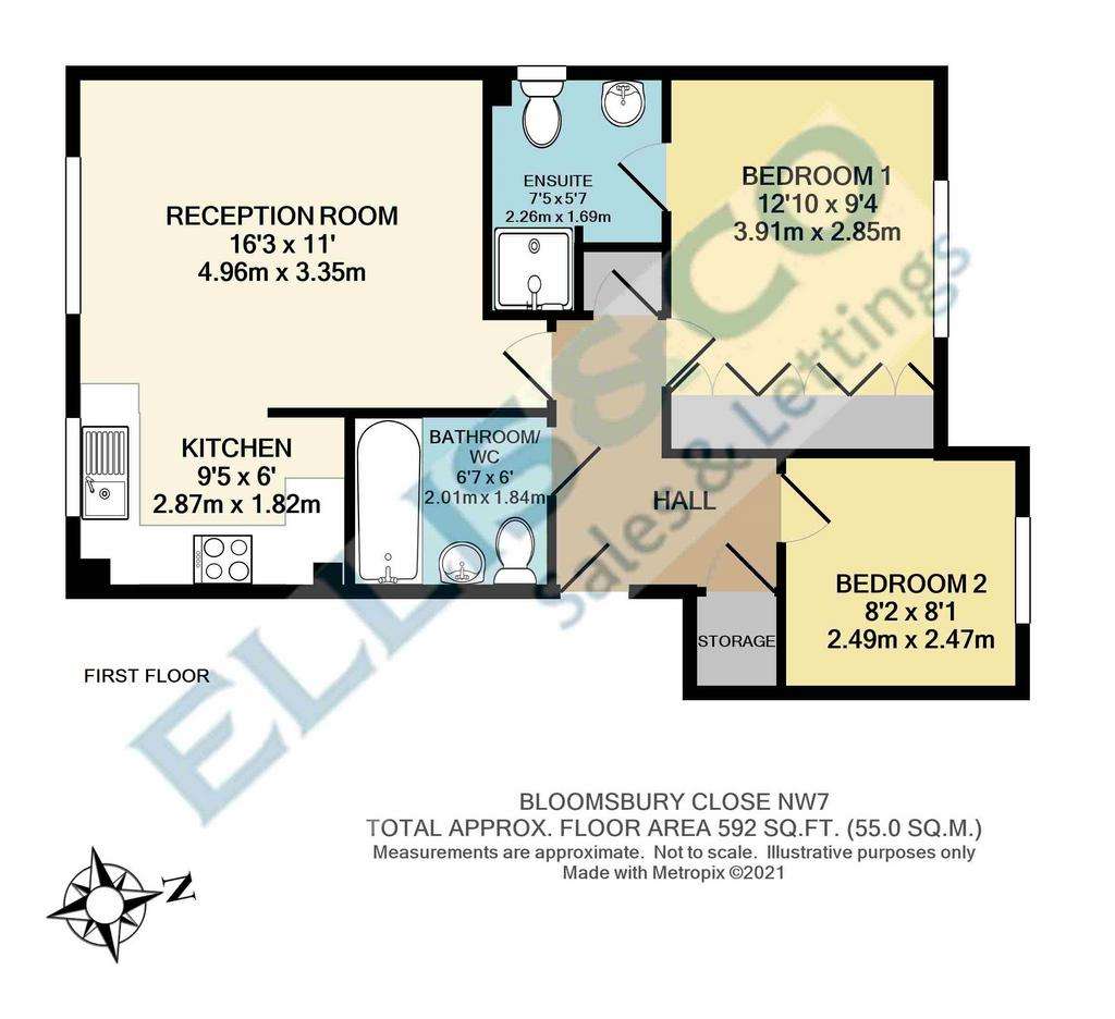 2 bedroom flat to rent - floorplan