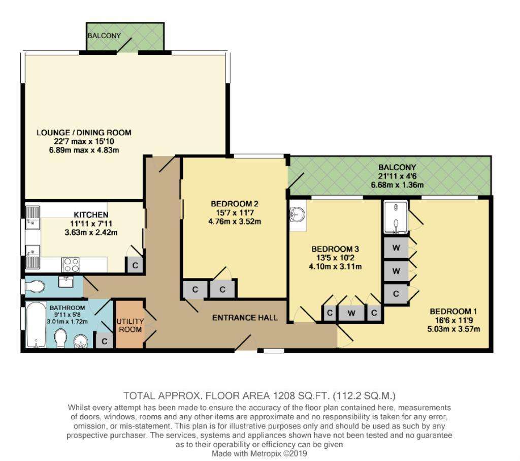 3 bedroom flat to rent - floorplan