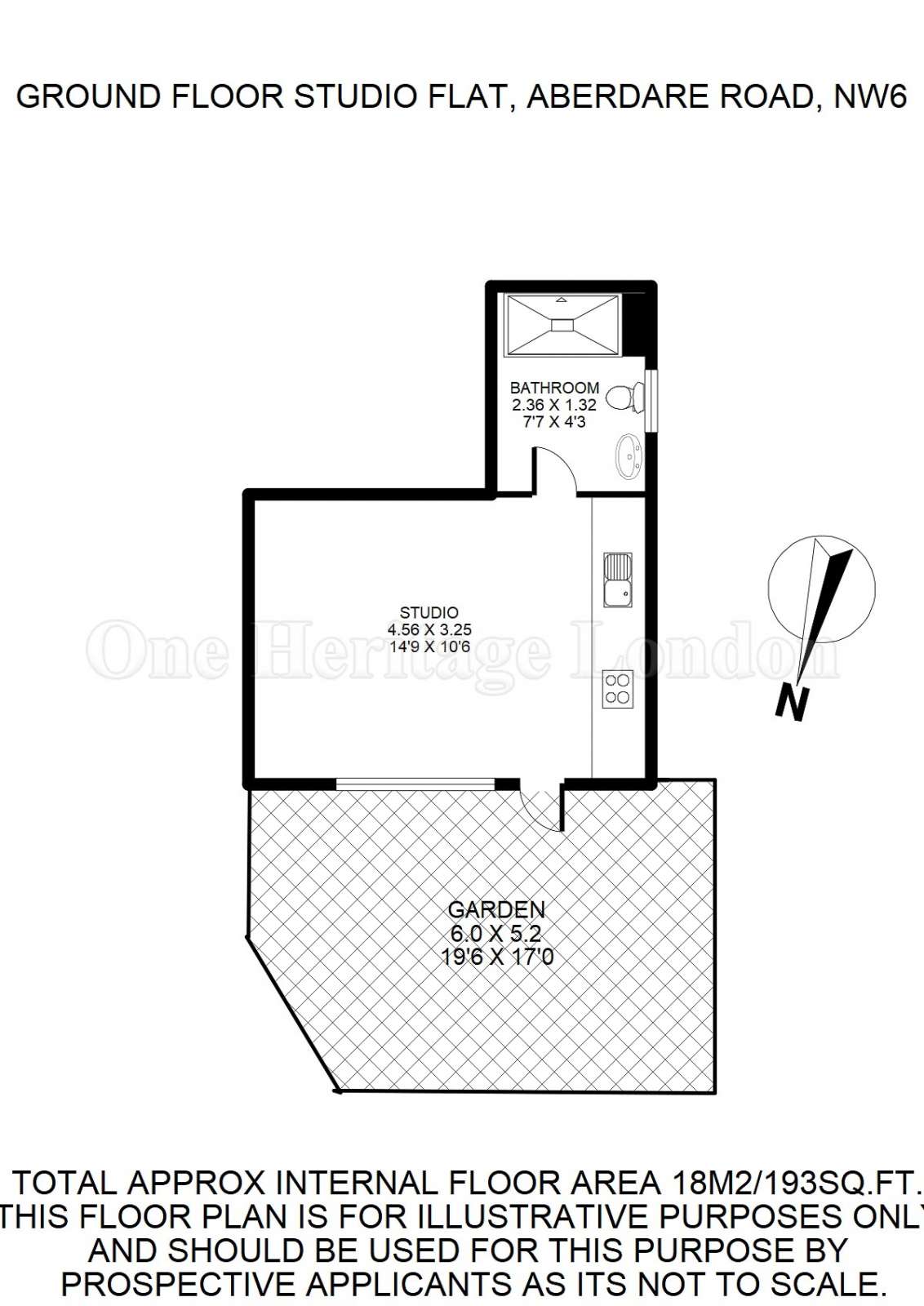 Studio flat to rent - floorplan