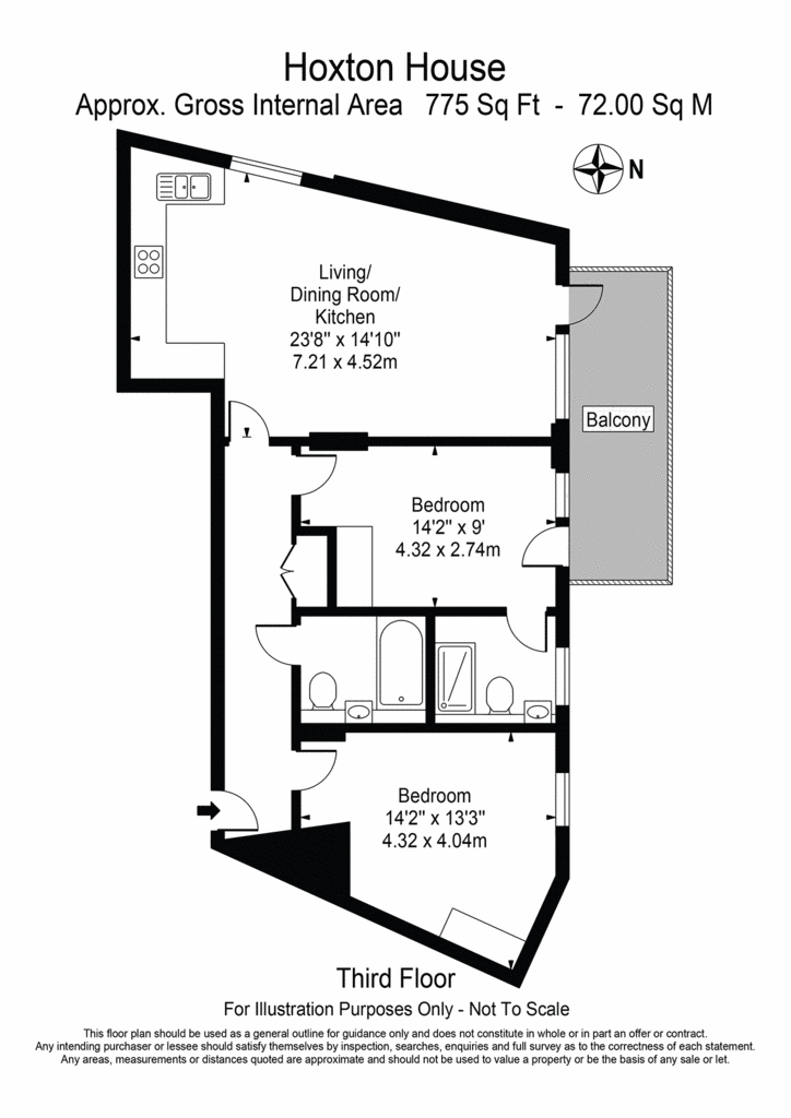 2 bedroom flat to rent - floorplan