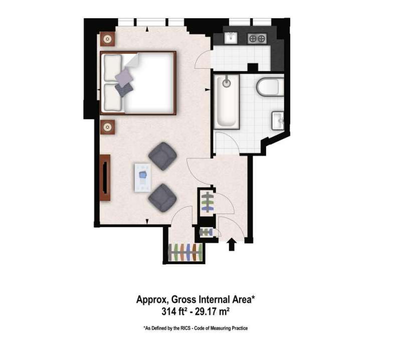 Studio flat to rent - floorplan