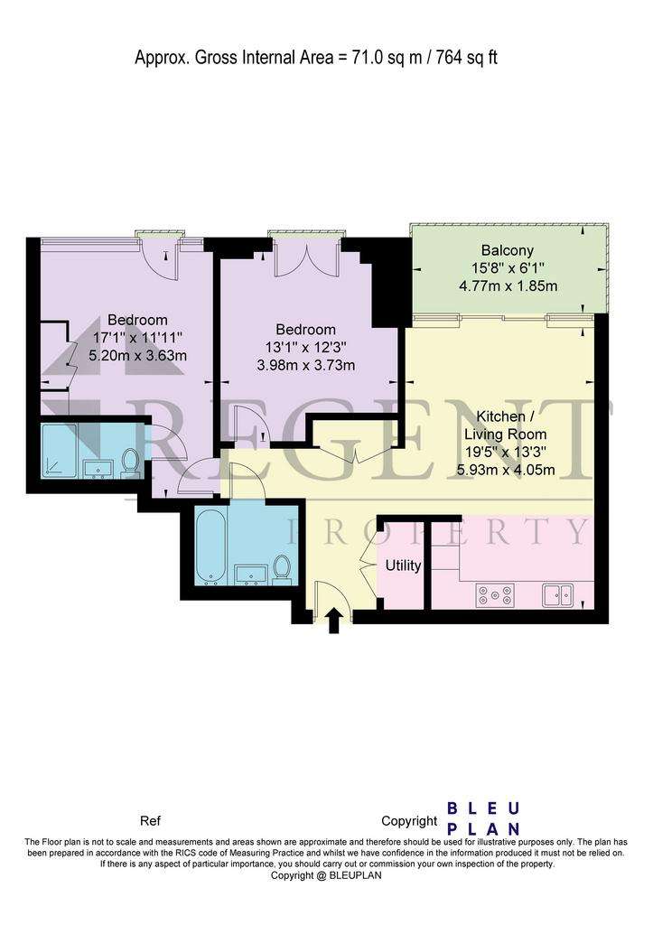 2 bedroom flat to rent - floorplan