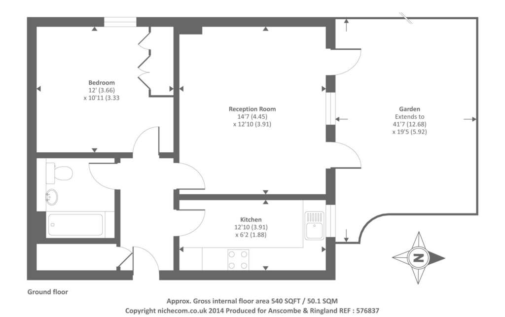 1 bedroom flat to rent - floorplan