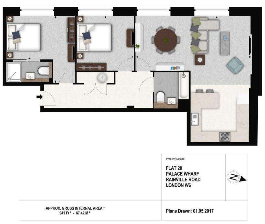 2 bedroom flat to rent - floorplan