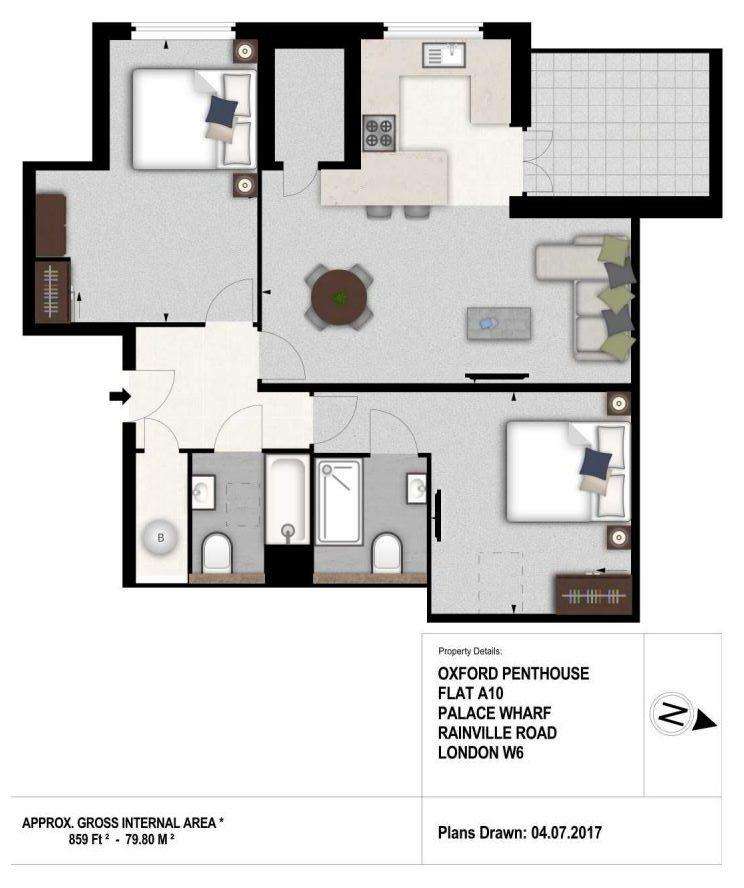 2 bedroom flat to rent - floorplan