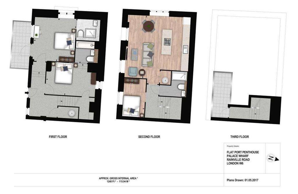 3 bedroom flat to rent - floorplan