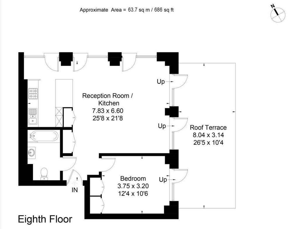 1 bedroom flat to rent - floorplan