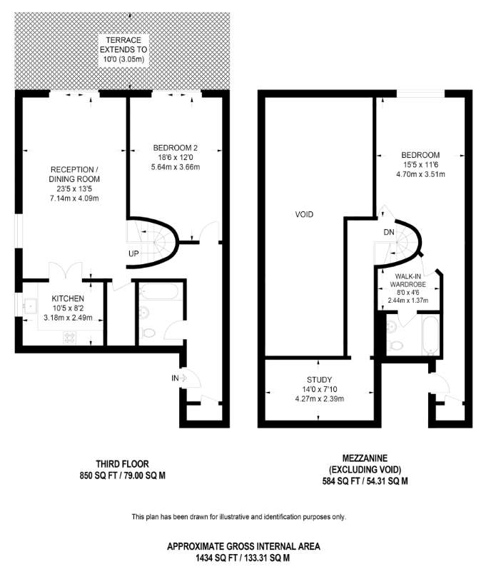 2 bedroom penthouse apartment to rent - floorplan