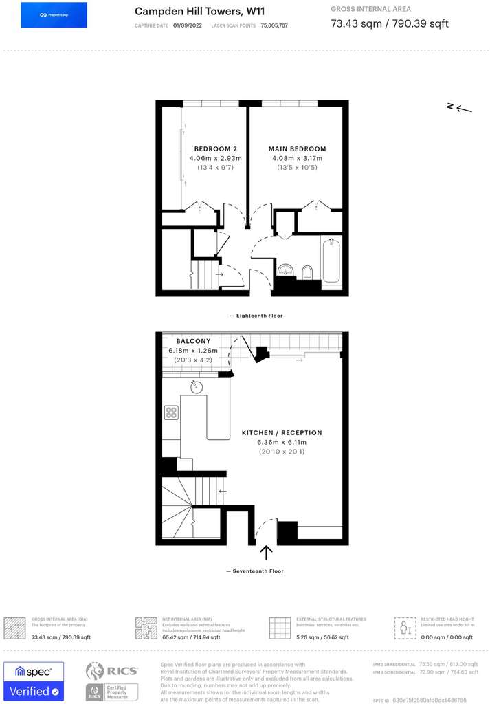 2 bedroom duplex apartment to rent - floorplan