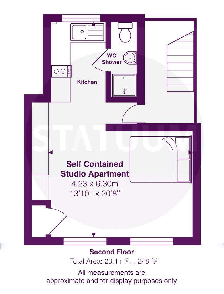 Studio flat to rent - floorplan