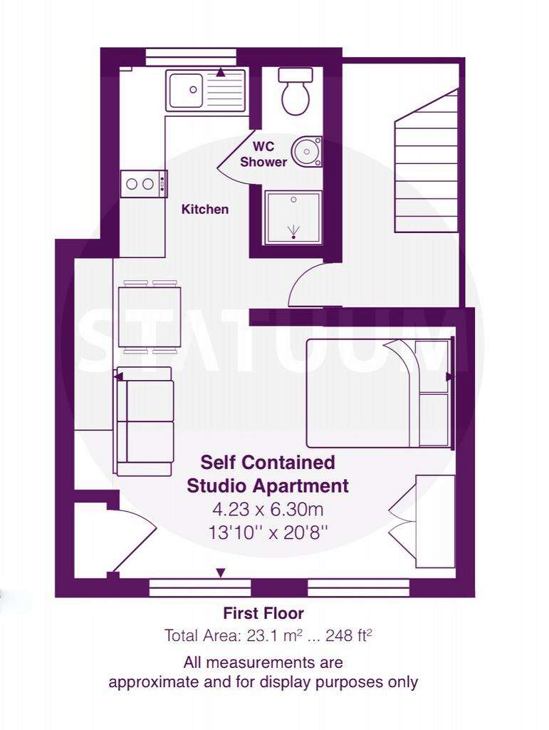 Studio flat to rent - floorplan