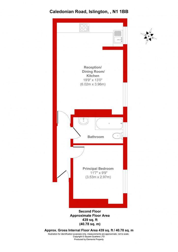 1 bedroom flat to rent - floorplan