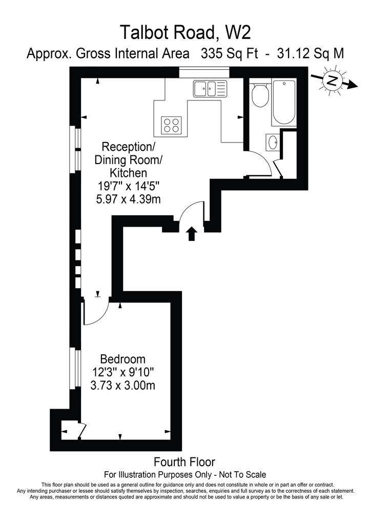 1 bedroom flat to rent - floorplan