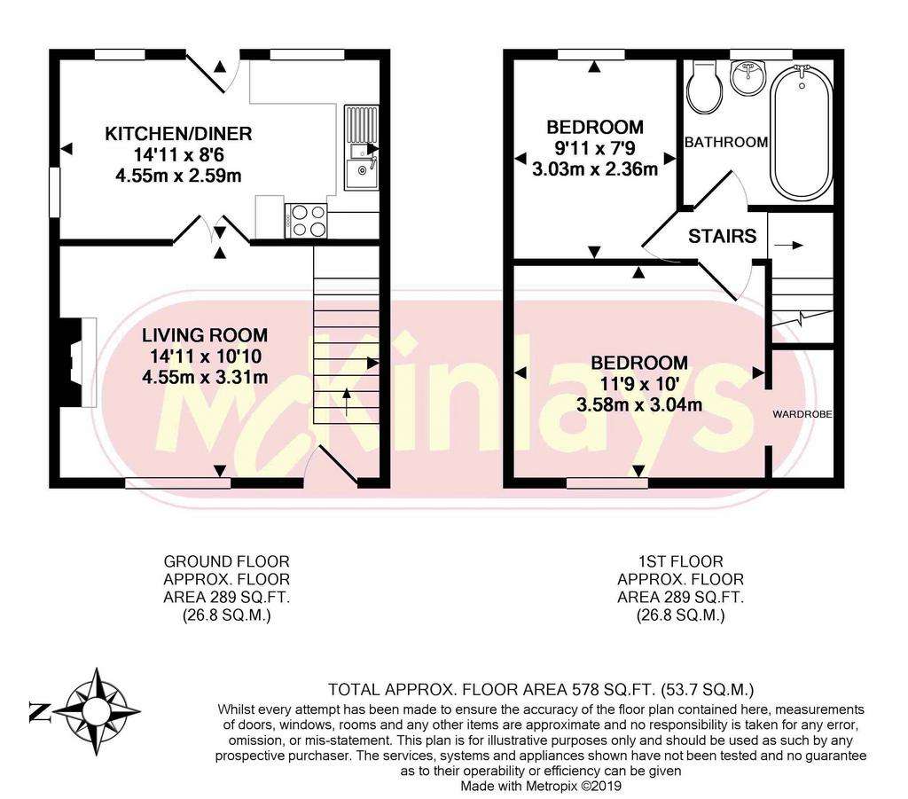 2 bedroom terraced house to rent - floorplan