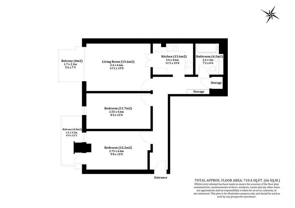 2 bedroom flat for sale - floorplan