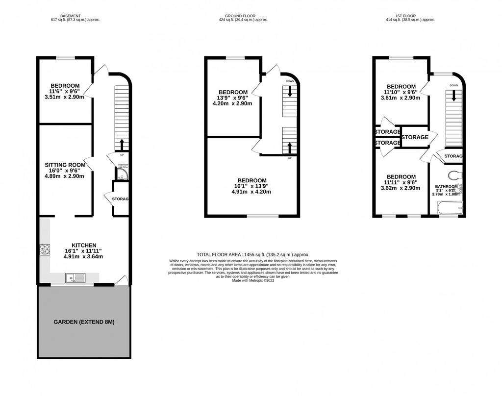 5 bedroom terraced house to rent - floorplan