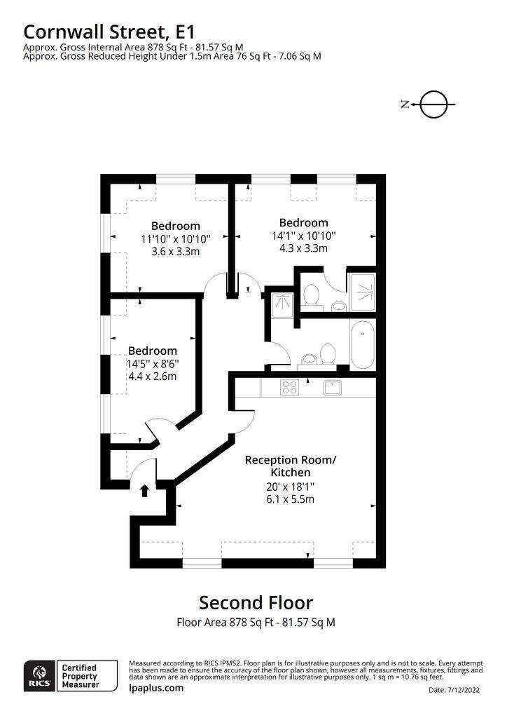 3 bedroom flat to rent - floorplan