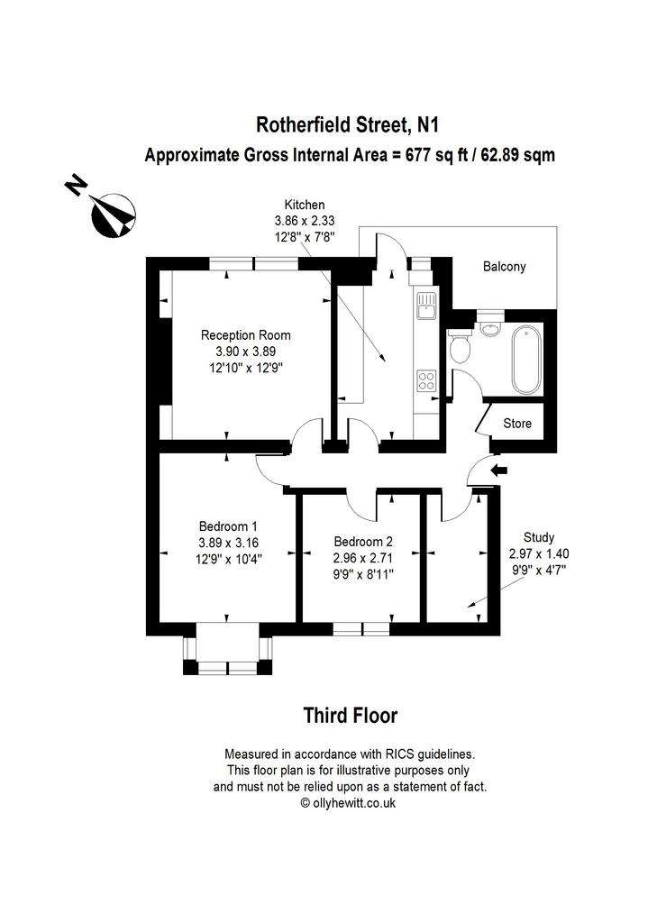 2 bedroom flat to rent - floorplan