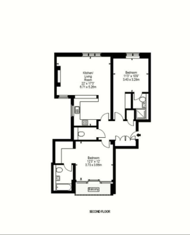 2 bedroom flat to rent - floorplan