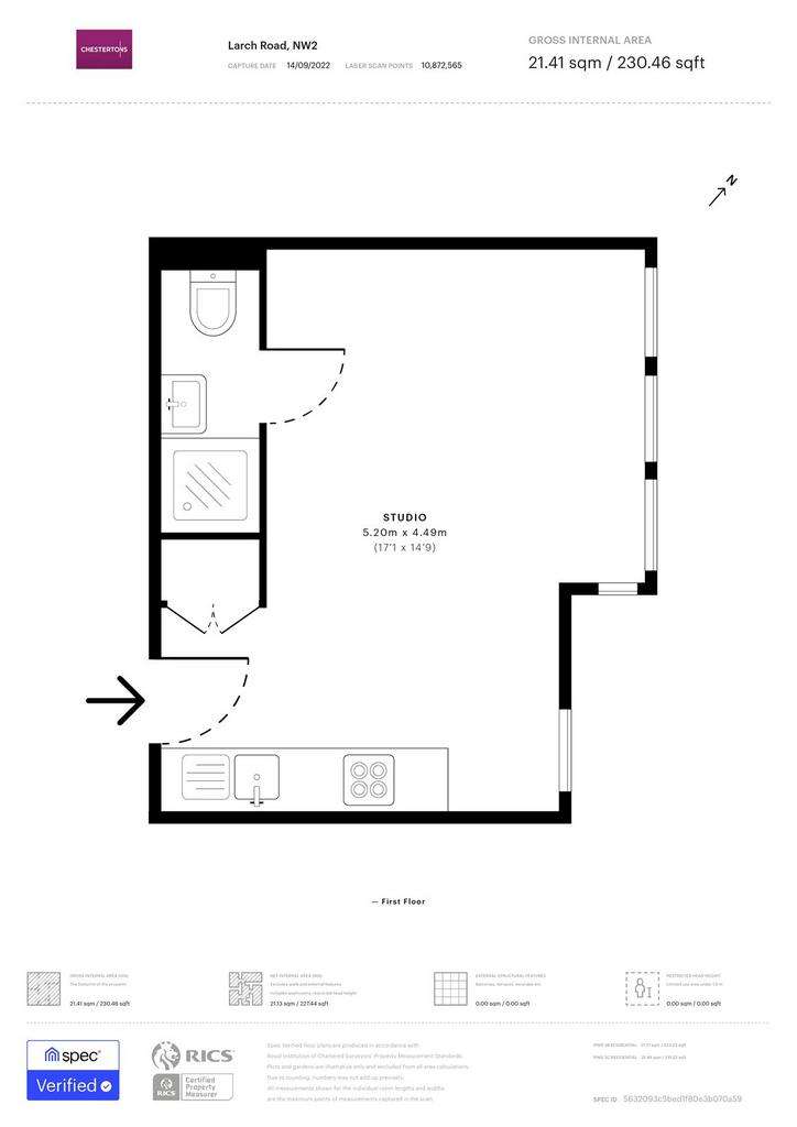 Studio flat to rent - floorplan