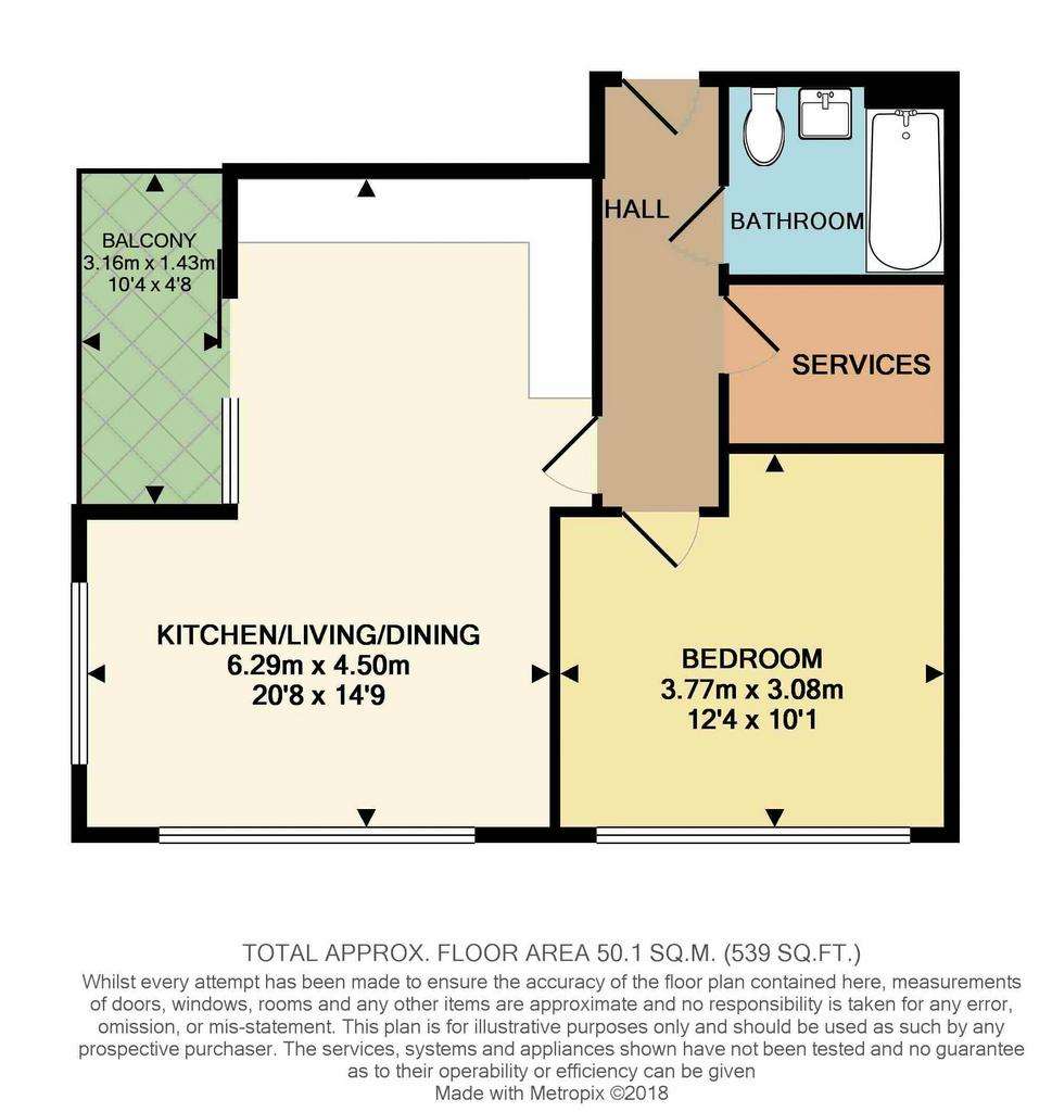 1 bedroom flat to rent - floorplan