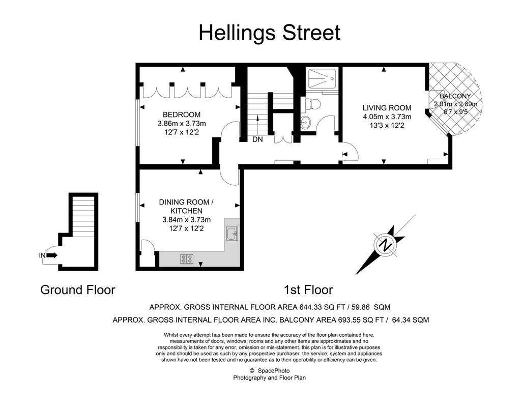 1 bedroom flat to rent - floorplan