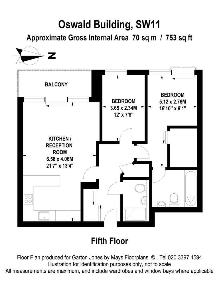 2 bedroom flat to rent - floorplan