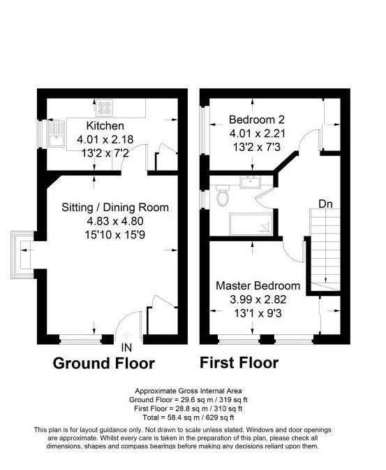 2 bedroom terraced house for sale - floorplan