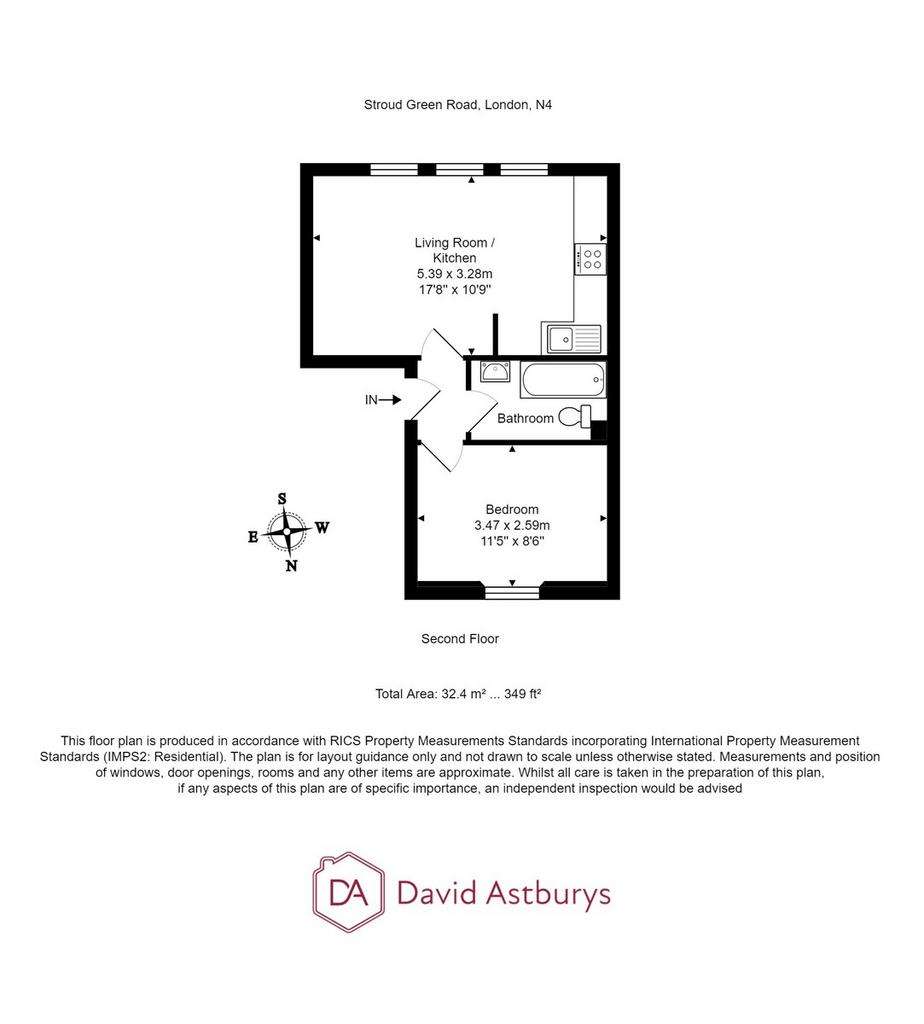 1 bedroom flat to rent - floorplan