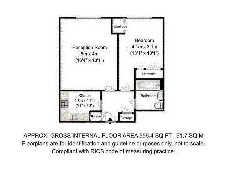 1 bedroom flat to rent - floorplan