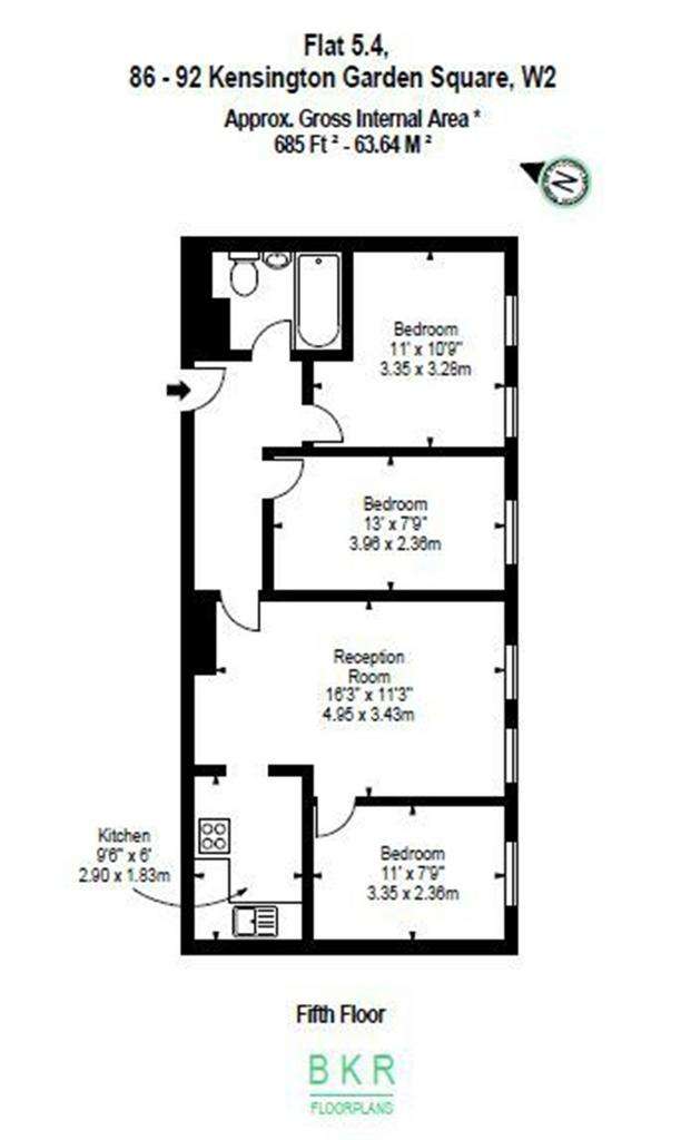 2 bedroom flat to rent - floorplan