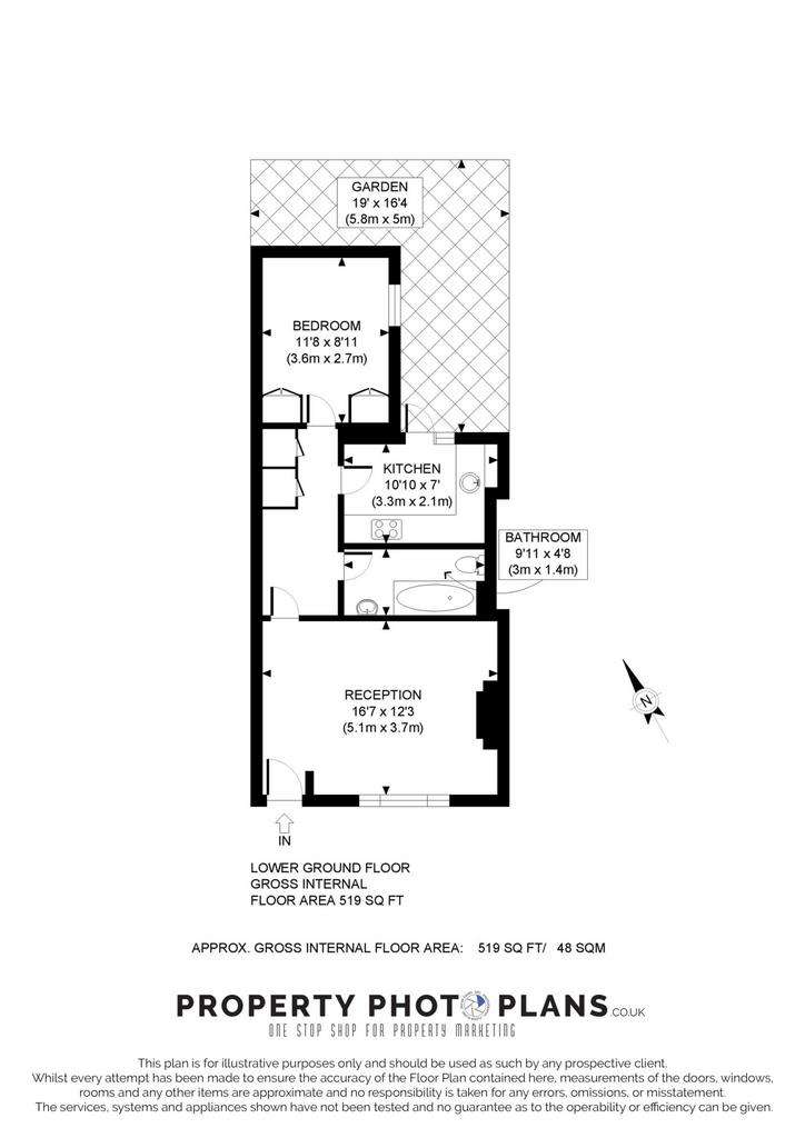 1 bedroom flat to rent - floorplan