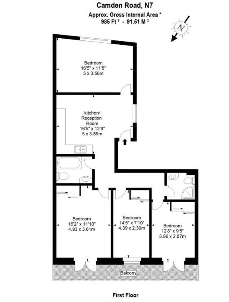 4 bedroom flat to rent - floorplan