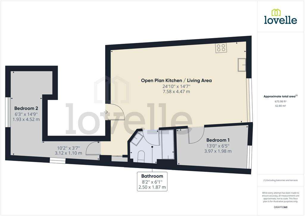 2 bedroom flat to rent - floorplan