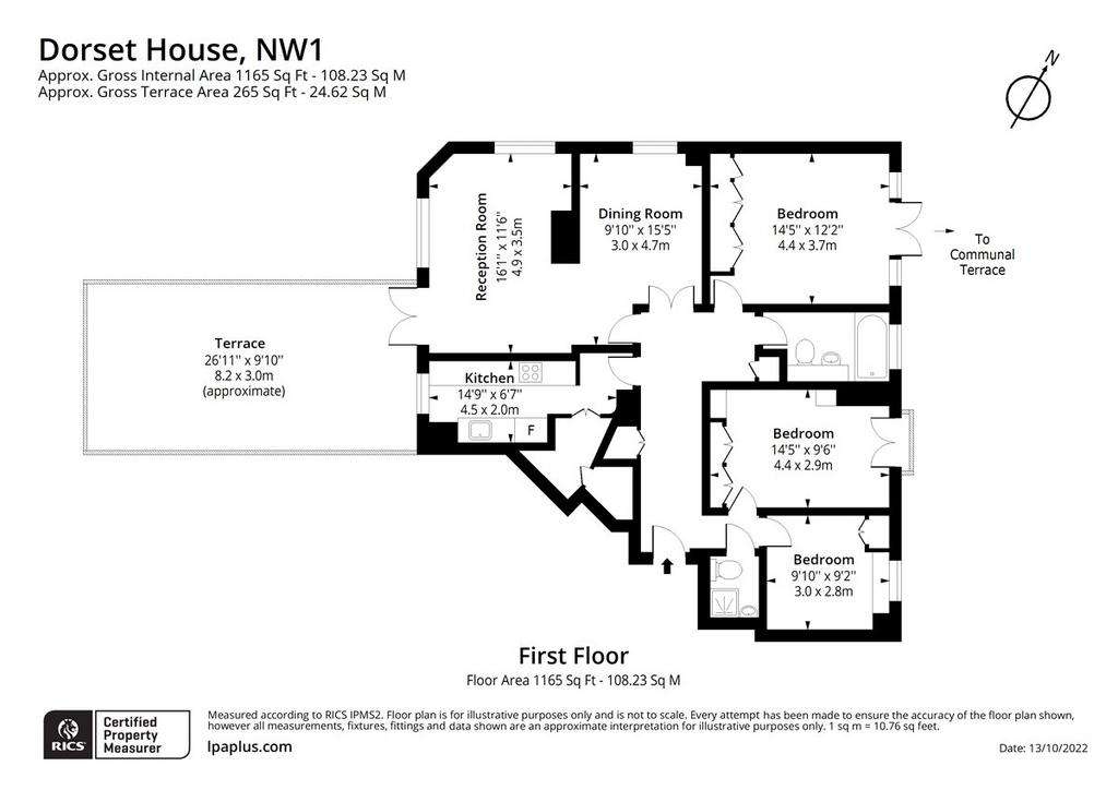 3 bedroom flat to rent - floorplan