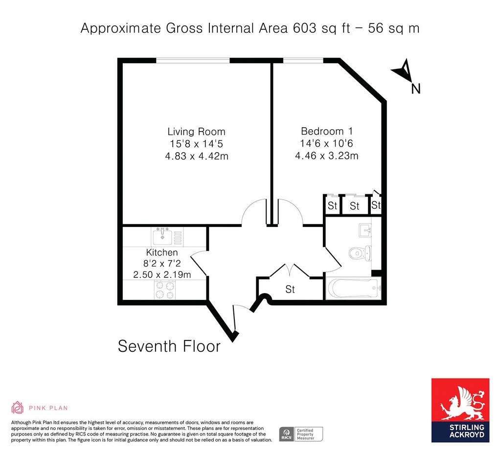 1 bedroom flat to rent - floorplan