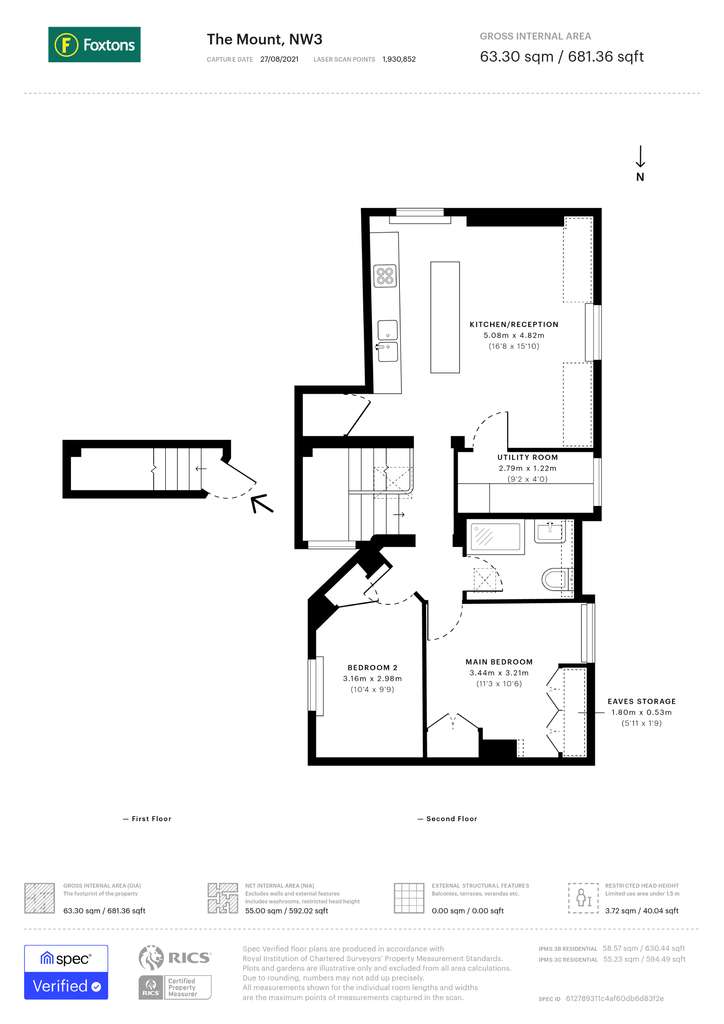 2 bedroom flat to rent - floorplan