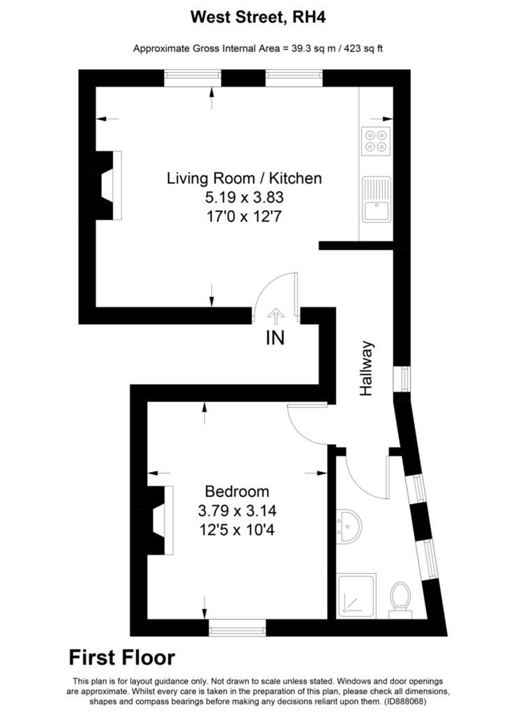 1 bedroom flat to rent - floorplan