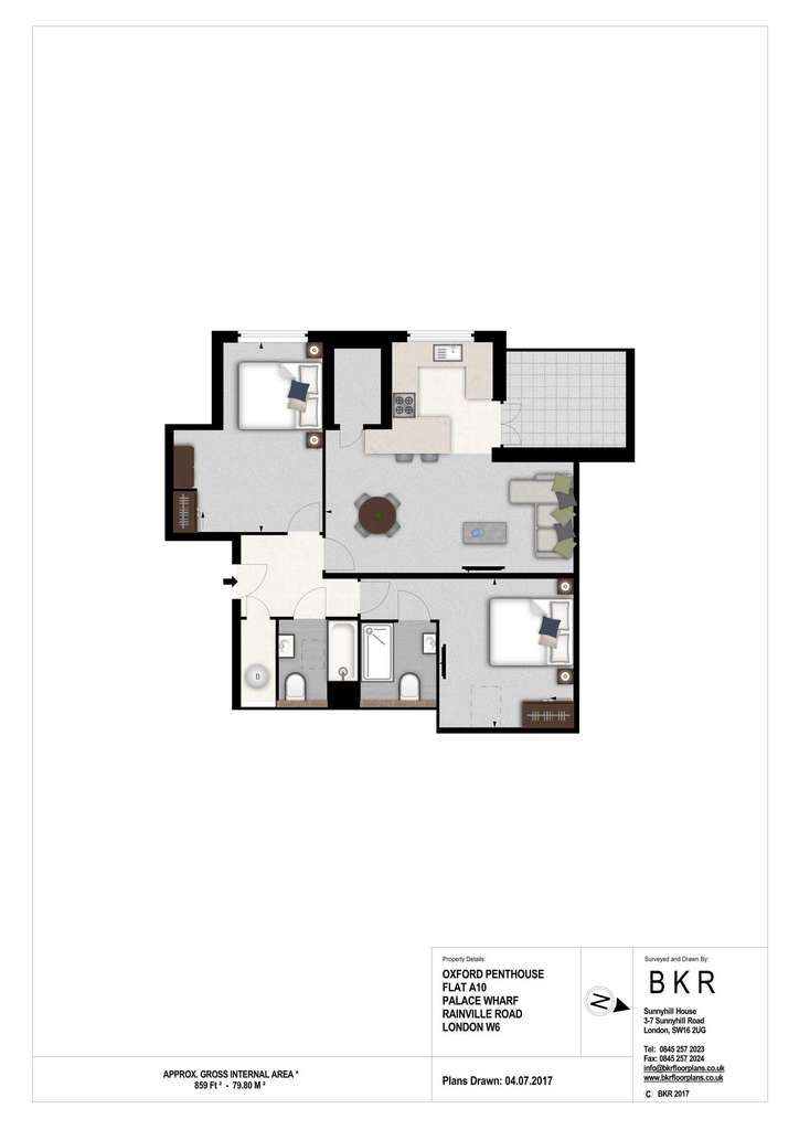 2 bedroom penthouse apartment to rent - floorplan