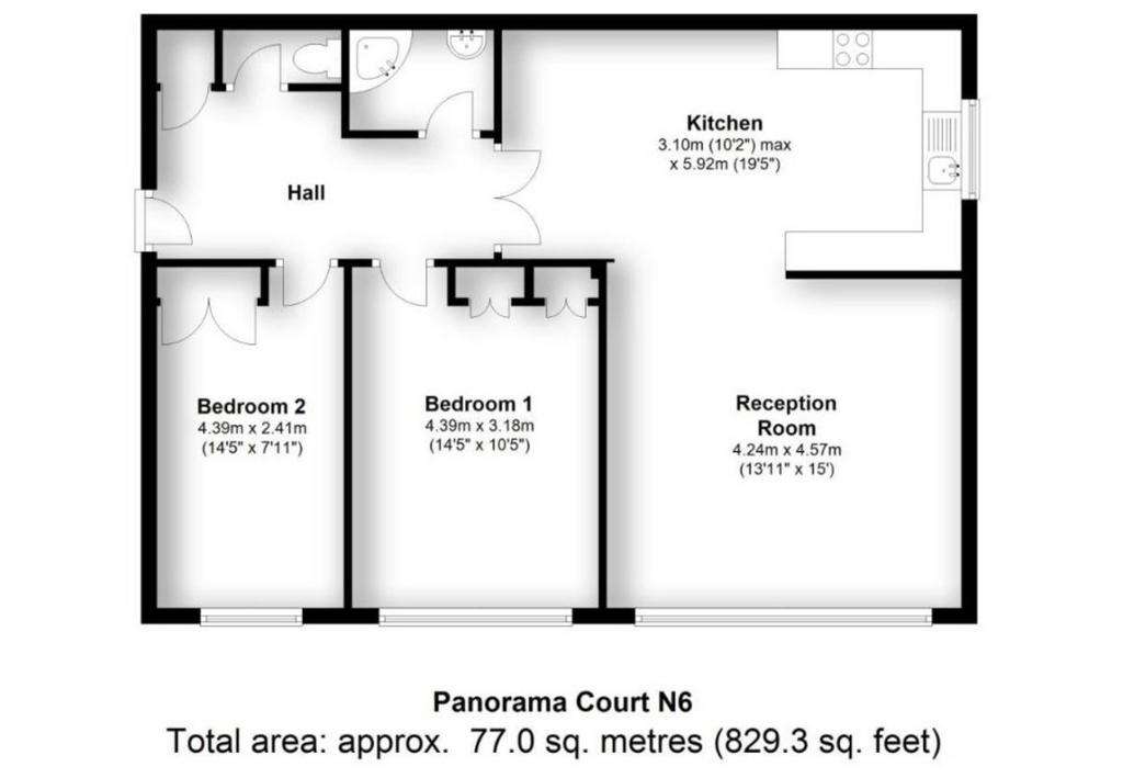 2 bedroom flat to rent - floorplan